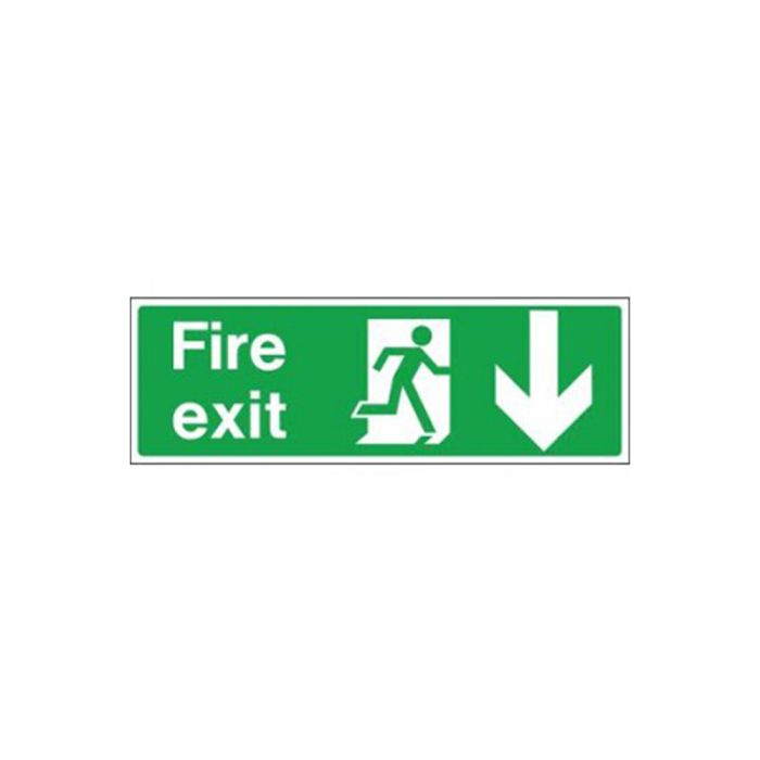 Photoluminescent Fire Exit Sign, Down Arrow, Rigid Plastic - Firesense ...