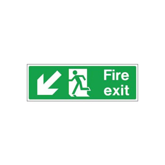 Fire Exit Sign, Down/Left Arrow, Rigid Plastic - Firesense | Fire ...